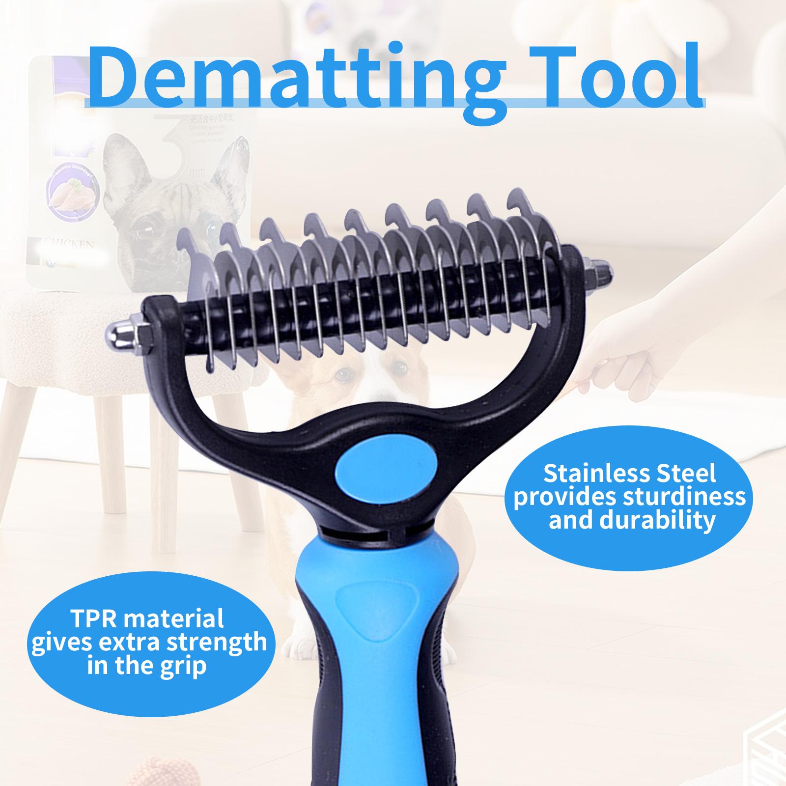 Pet Grooming Brush-Double Sided Hurtless Shedding and Dematting Undercoat Rake Comb for Dogs and Cats, No More Nasty Shedding or Flying Hair Pet Grooming Brush-Double Sided Hurtless Shedding and Dematting Undercoat Rake Comb for Dogs and Cats, No More Nasty Shedding or Flying Hair